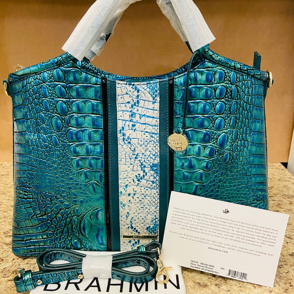 Brahmin Peacock Shimmer ELAINE and Cordelia Wallet - Picture 9 of 13